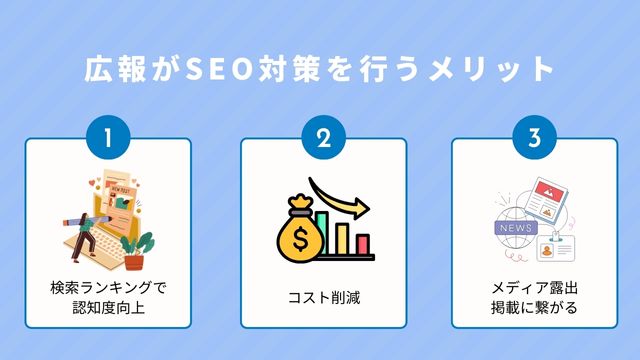 広報がSEOを行う3つのメリット＿インフォグラフィック